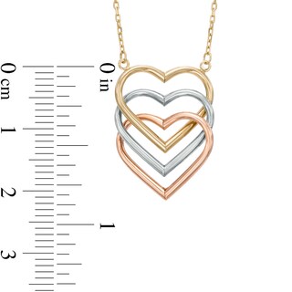 Triple Heart Necklace in 14K Tri-Tone Gold - 17"|Peoples Jewellers