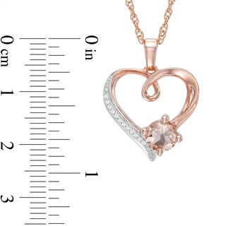 6.0mm Morganite and Diamond Accent Swirl Heart Pendant in Sterling Silver with 14K Rose Gold Plate|Peoples Jewellers