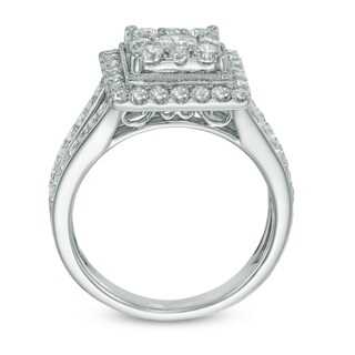 1.50 CT. T.W. Diamond Square Frame Engagement Ring in 14K White Gold|Peoples Jewellers