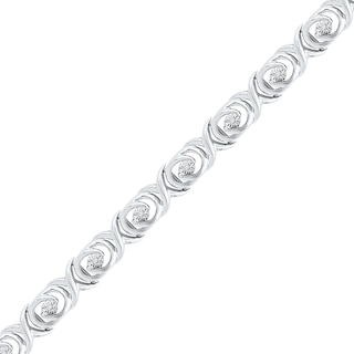Diamond Accent Spiral Bracelet in Sterling Silver - 7.25"|Peoples Jewellers