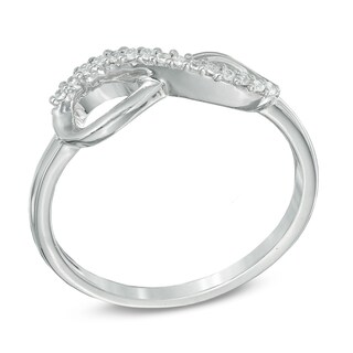 Diamond Accent Sideways Infinity Midi Ring in Sterling Silver|Peoples Jewellers