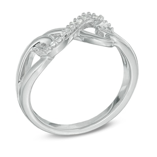Diamond Accent Interlocking Sideways Infinity Midi Ring in Sterling Silver|Peoples Jewellers