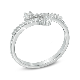 0.10 CT. T.W. Diamond Bypass Midi Ring in Sterling Silver|Peoples Jewellers