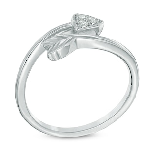 Diamond Accent Arrow Bypass Midi Ring in Sterling Silver|Peoples Jewellers