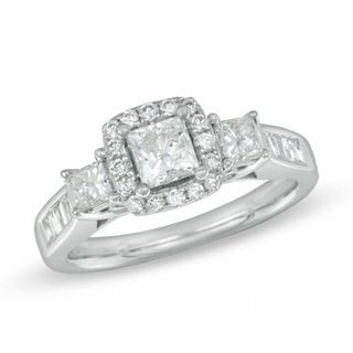 1.25 CT. T.W. Princess-Cut Diamond Three Stone Ring in 14K White Gold|Peoples Jewellers