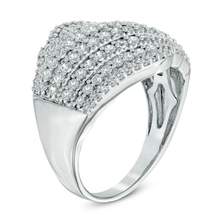 1.00 CT. T.W. Diamond Multi-Row Wave Ring in 10K White Gold|Peoples Jewellers