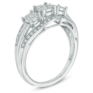 0.25 CT. T.W. Diamond Three Stone Cluster Ring in Sterling Silver|Peoples Jewellers