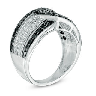 1.00 CT. T.W. Enhanced Black and White Diamond Knot Ring in Sterling Silver|Peoples Jewellers