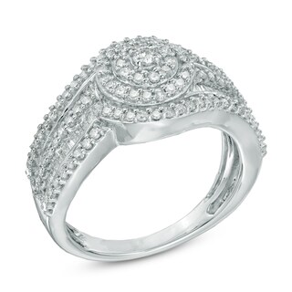 1.00 CT. T.W. Diamond Layered Frame Ring in 10K White Gold|Peoples Jewellers