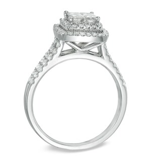 1.00 CT. T.W. Certified Canadian Princess-Cut Quad Diamond Frame Engagement Ring in 14K White Gold (I/I2)|Peoples Jewellers