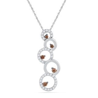 0.25 CT. T.W. Champagne and White Diamond Bubbles Pendant in 10K White Gold|Peoples Jewellers
