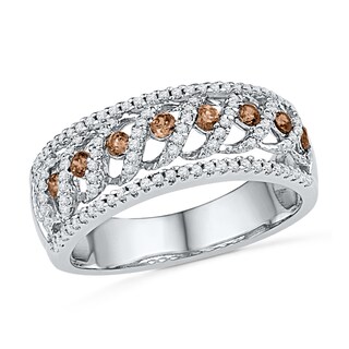 0.63 CT. T.W. Champagne and White Diamond Cascading Band in 10K White Gold|Peoples Jewellers