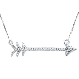 0.10 CT. T.W. Diamond Arrow Necklace in Sterling Silver - 17"|Peoples Jewellers