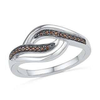 0.10 CT. T.W. Champagne Diamond Open Wave Ring in Sterling Silver|Peoples Jewellers