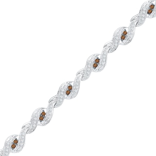 1.00 CT. T.W. Champagne and White Diamond Cascading Bracelet in Sterling Silver - 7.5"|Peoples Jewellers
