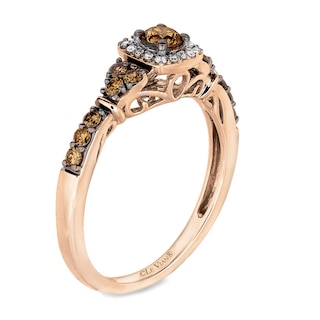 Le Vian Chocolate Diamonds® 0.89 CT. T.W. Diamond Frame Tri-Sides Ring in 14K Strawberry Gold™|Peoples Jewellers