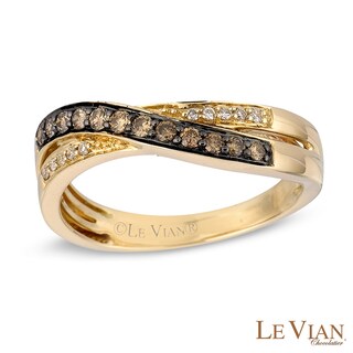 Le Vian Chocolate Diamonds® 0.25 CT. T.W. Diamond Overlay Band in 14K Honey Gold™|Peoples Jewellers