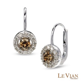 Le Vian Chocolate Diamonds® 0.88 CT. T.W. Diamond Frame Drop Earrings in 14K Vanilla Gold™|Peoples Jewellers