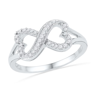 0.16 CT. T.W. Diamond Sideways Heart-Shaped Infinity Ring in 10K White Gold|Peoples Jewellers