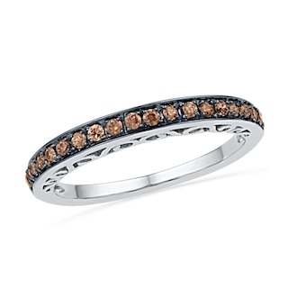 0.25 CT. T.W. Champagne Diamond Anniversary Band in 10K White Gold|Peoples Jewellers