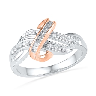 0.20 CT. T.W. Diamond Knot Ring in Sterling Silver and 10K Rose Gold|Peoples Jewellers