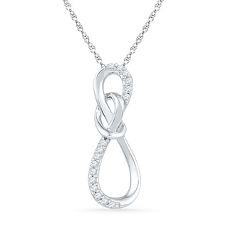 0.10 CT. T.W. Diamond Infinity Knot Pendant in Sterling Silver|Peoples Jewellers