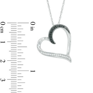 0.13 CT. T.W. Enhanced Black and White Diamond Tilted Heart Pendant in Sterling Silver|Peoples Jewellers