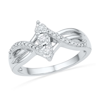 0.16 CT. T.W. Diamond Linear Three Stone Promise Ring in Sterling Silver|Peoples Jewellers