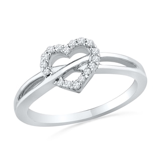 0.10 CT. T.W. Diamond Heart Promise Ring in Sterling Silver|Peoples Jewellers