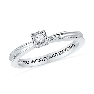 1/10 CT. Diamond Solitaire Promise Ring in 10K White Gold (1 Line)|Peoples Jewellers