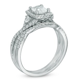 1.20 CT. T.W. Certified Canadian Princess-Cut Diamond Bridal Set in 14K White Gold (I/I2)|Peoples Jewellers
