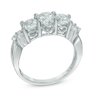 Lab-Created White Sapphire Three Stone Ring in 10K White Gold|Peoples Jewellers