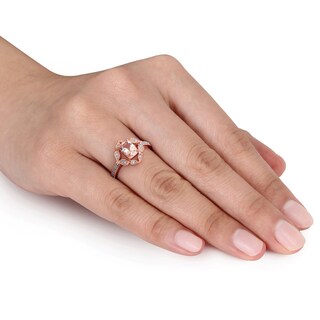 Cushion-Cut Morganite and 0.09 CT. T.W. Diamond Vintage-Style Ring in 10K Rose Gold|Peoples Jewellers