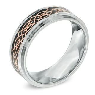 Men's 8.0mm Celtic Knot Comfort Fit Tri-Tone Stainless Steel Wedding Band - Size 10|Peoples Jewellers