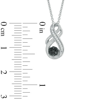 0.10 CT. T.W. Enhanced Black and White Diamond Cluster Infinity Pendant in Sterling Silver|Peoples Jewellers