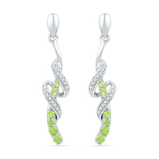 Peridot and Diamond Accent Swirl Drop Earrings in Sterling Silver|Peoples Jewellers