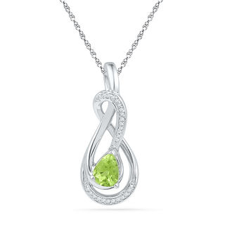 Pear-Shaped Peridot and 0.08 CT. T.W. Diamond Loop Pendant in Sterling Silver|Peoples Jewellers