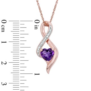 6.5mm Heart-Shaped Amethyst and 0.05 CT. T.W. Diamond Infinity Loop Pendant in 10K Rose Gold|Peoples Jewellers