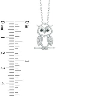 0.10 CT. T.W. Enhanced Black and White Diamond Owl Pendant in Sterling Silver|Peoples Jewellers