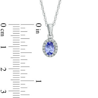 Oval Tanzanite and Diamond Accent Frame Pendant in Sterling Silver|Peoples Jewellers