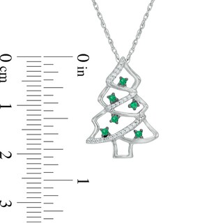 0.13 CT. T.W. Green and White Diamond Christmas Tree Pendant in Sterling Silver|Peoples Jewellers
