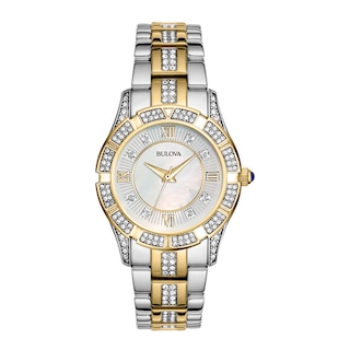 Ladies' Bulova Crystal Accent Two-Tone Watch with Mother-of-Pearl (Model: 98L135)|Peoples Jewellers