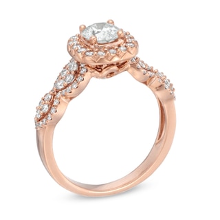 Celebration Canadian Ideal 1.20 CT. T.W. Certified Diamond Frame Engagement Ring in 14K Rose Gold (I/I1)|Peoples Jewellers