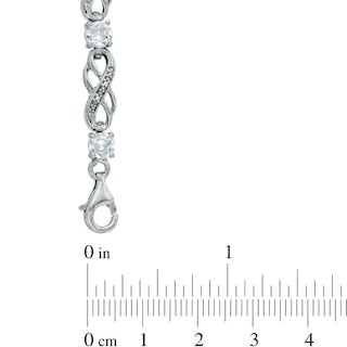 Lab-Created White Sapphire and Diamond Accent Infinity Bracelet in Sterling Silver - 7.5"|Peoples Jewellers