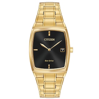 Men's Citizen Eco-Drive® Paradigm Gold-Tone Watch with Tonneau Black Dial (Model: AU1072-52E)|Peoples Jewellers