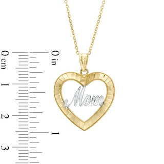 Diamond-Cut Heart with "MOM" Pendant in 10K Two-Tone Gold|Peoples Jewellers