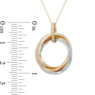 Large Intertwined Circles Pendant in 10K Tri-Tone Gold|Peoples Jewellers