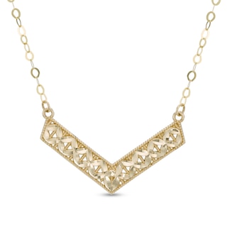 Diamond-Cut Chevron Necklace in 10K Gold|Peoples Jewellers