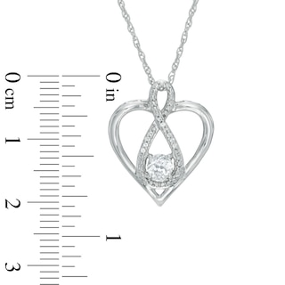 4.0mm Lab-Created White Sapphire and Diamond Accent Infinity Heart with "MOM" Pendant in Sterling Silver|Peoples Jewellers