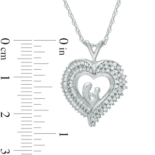Lab-Created White Sapphire Motherly Love Heart Pendant in Sterling Silver|Peoples Jewellers